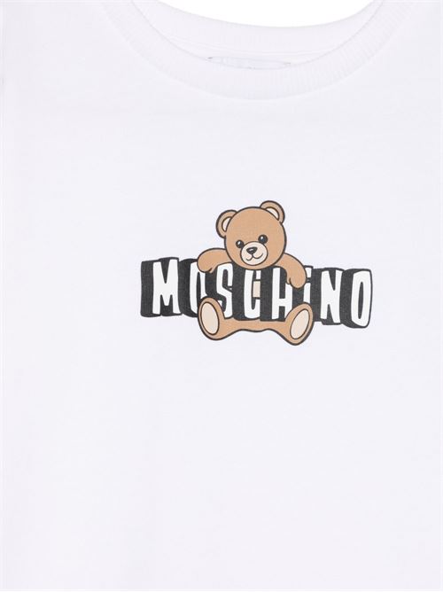 Abito bambina Moschino bianco con logo Teddy Bear MOSCHINO KID-TEEN | HDV0HLLCA1910101